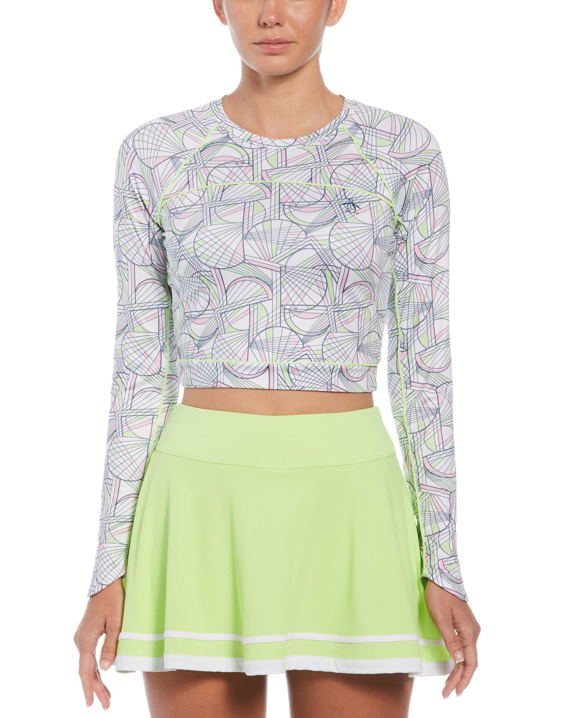 Women's Abstract Print Cropped Tennis Shirt