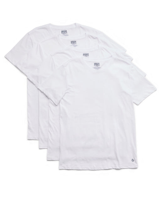 4 Pack White Crew Tees