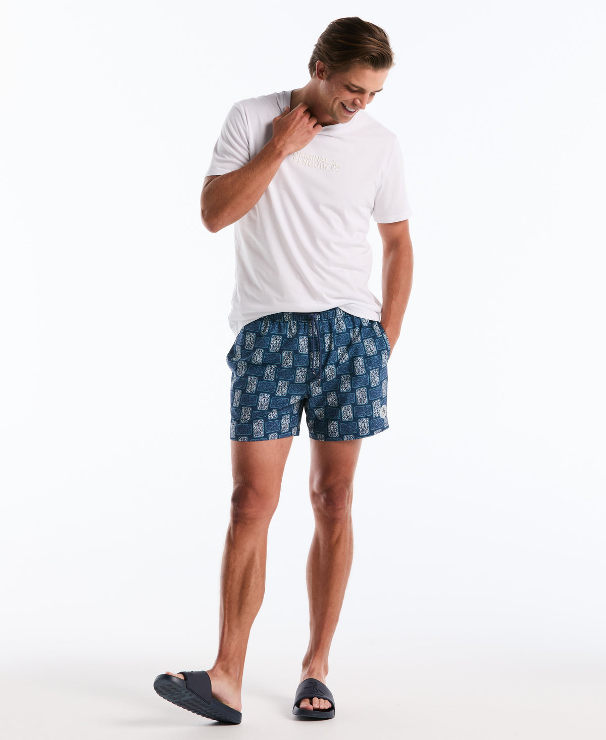 5" Flower Block Print Swim Short