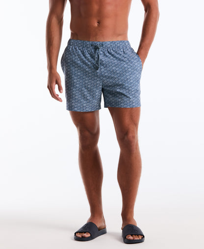 5" Waves Print Swim Short
