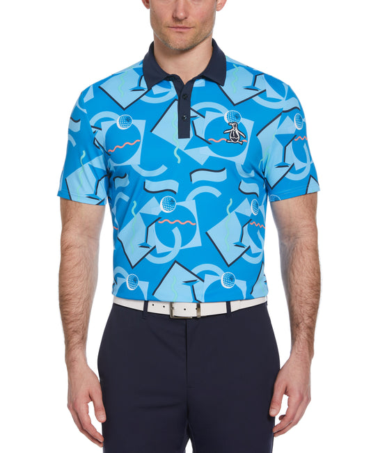 Abstract 80's Print Golf Polo