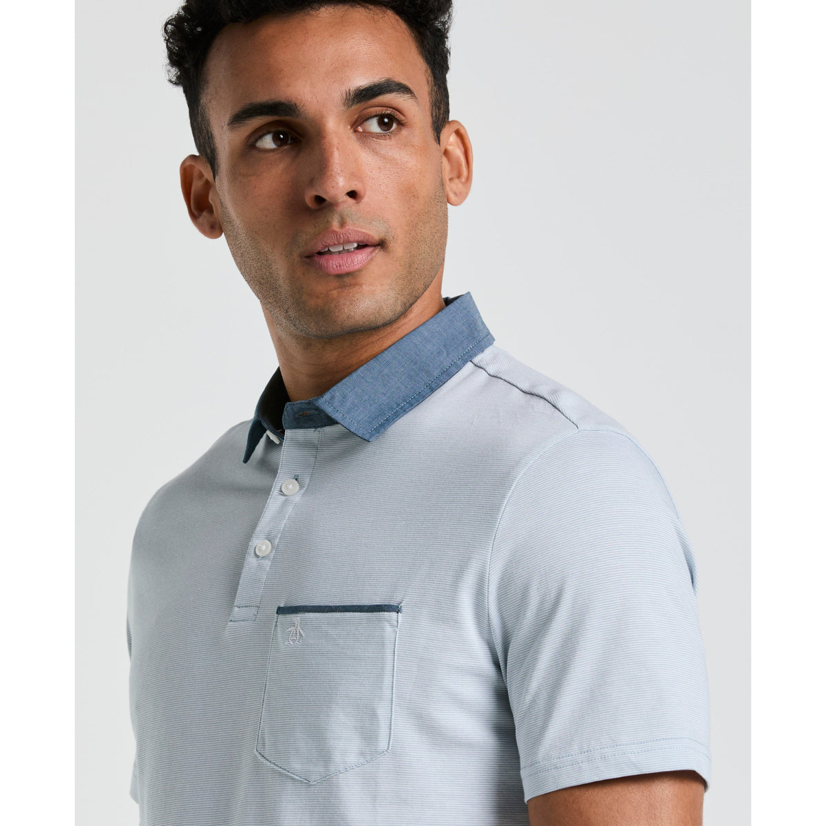 Chambray Stripe Polo
