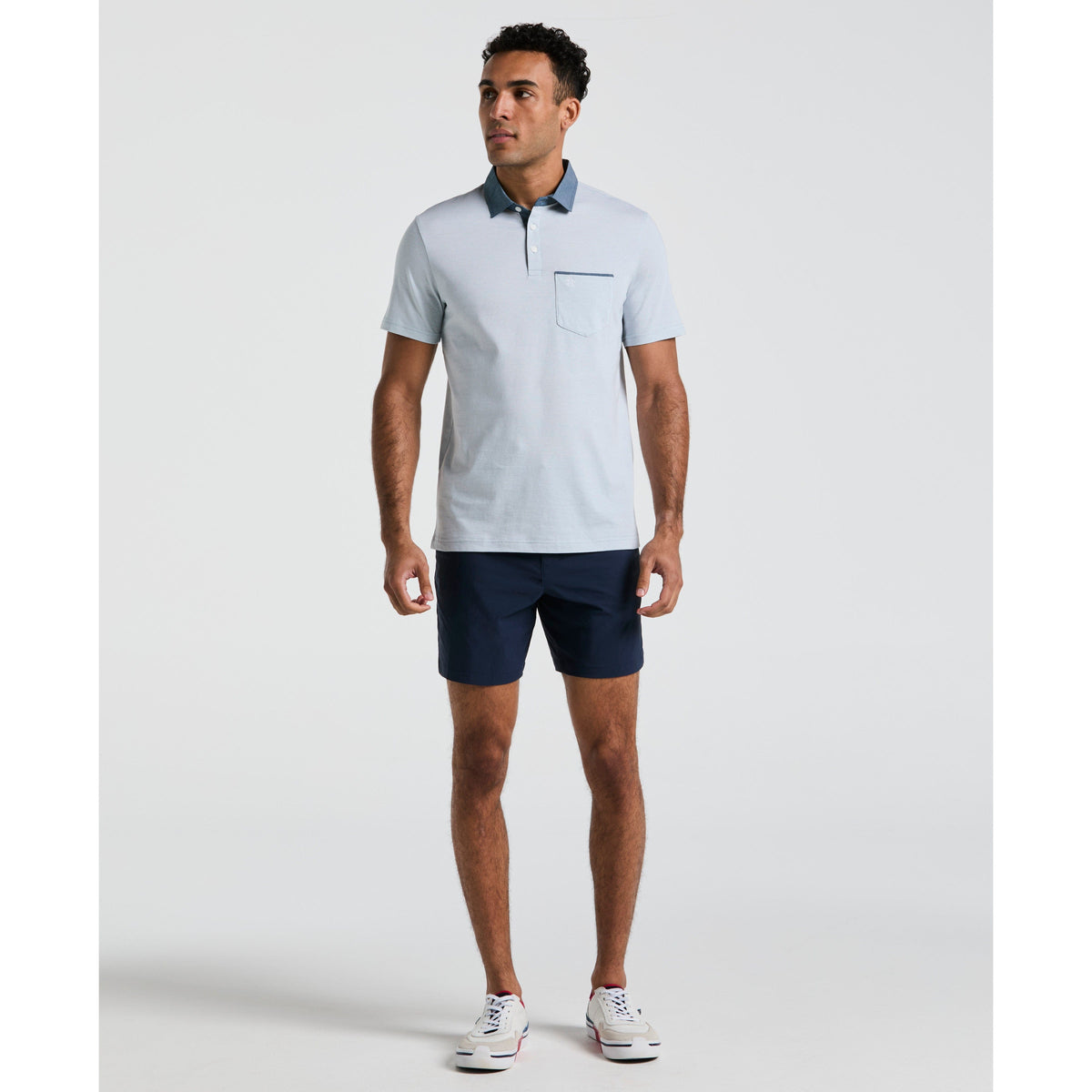 Chambray Stripe Polo