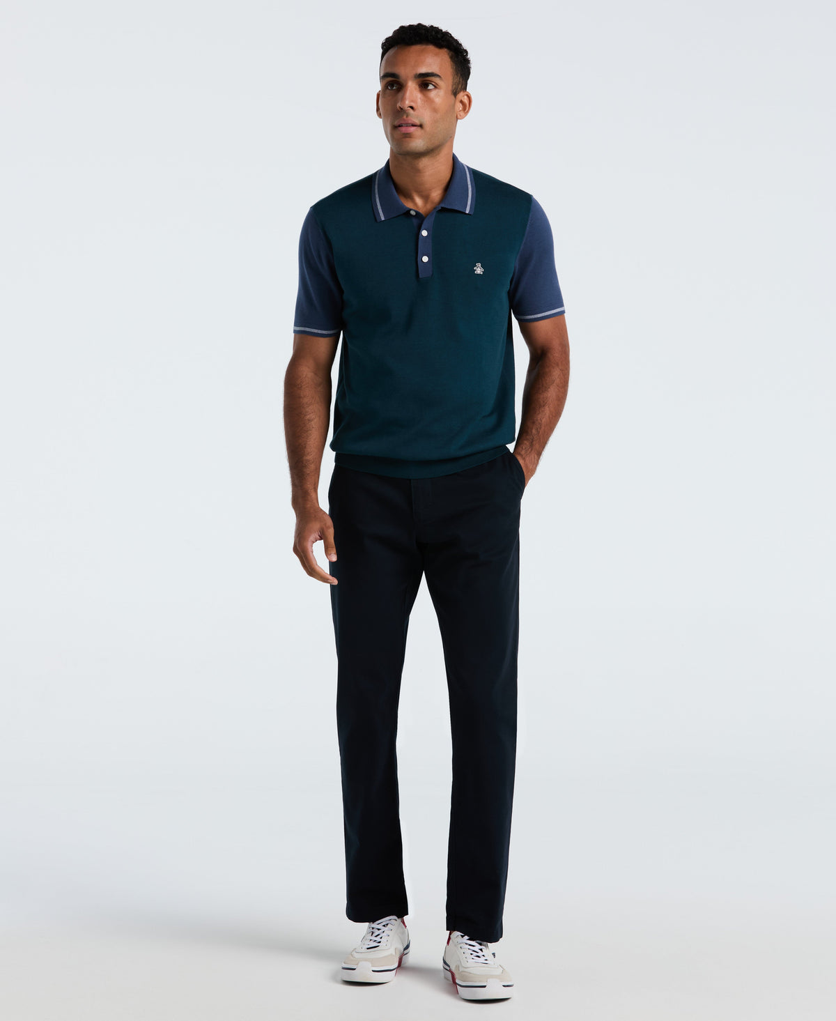 Cotton Colorblock Sweater Polo