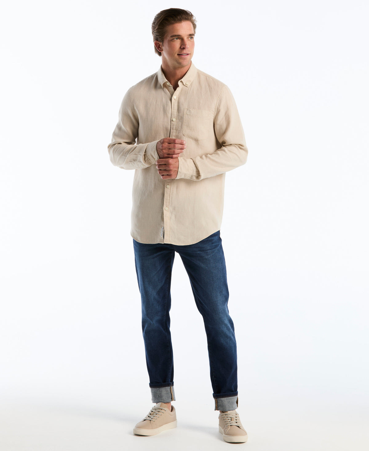 Delave Linen Long Sleeve Pocket Shirt