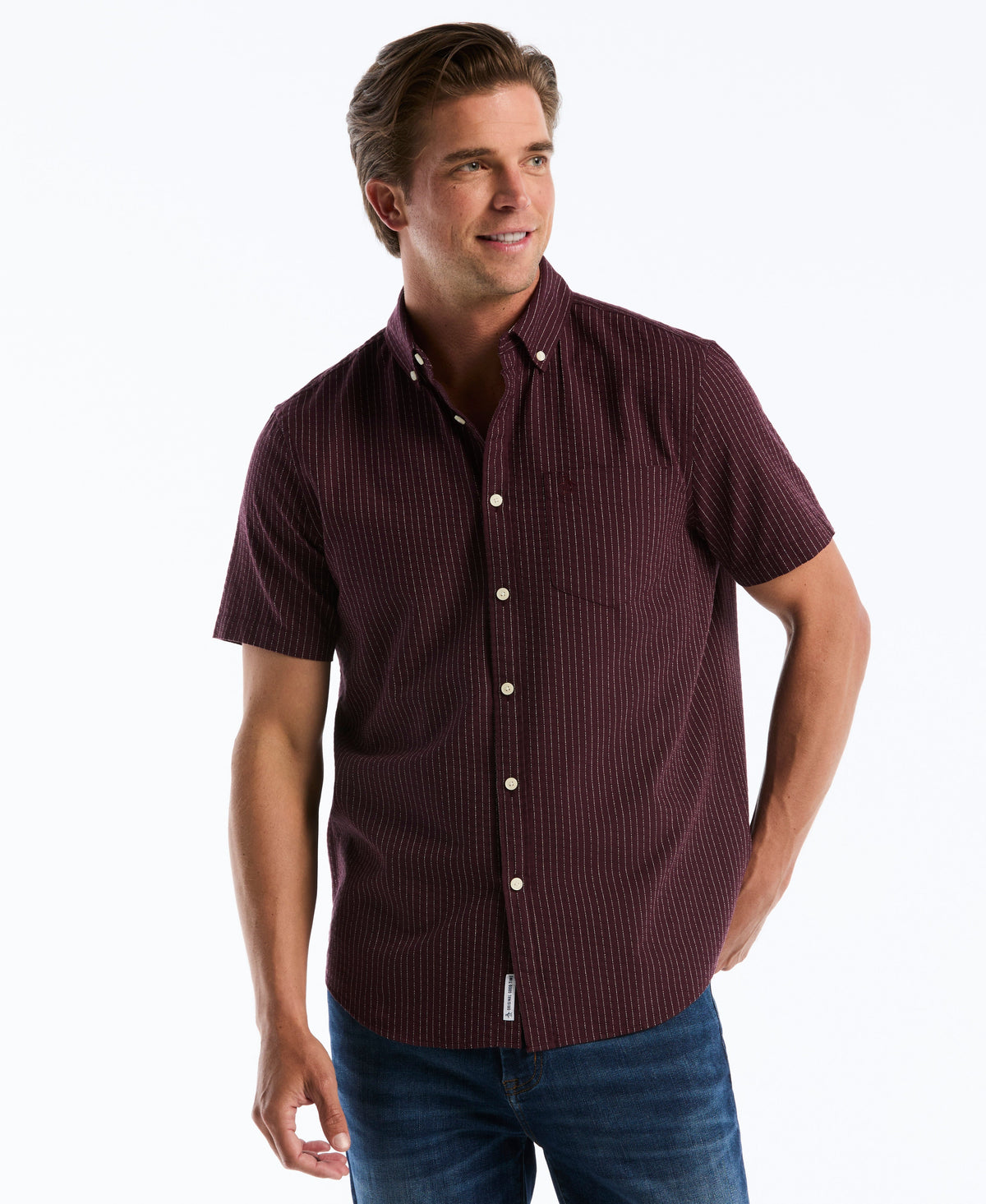 Dobby Button Down Striped Shirt