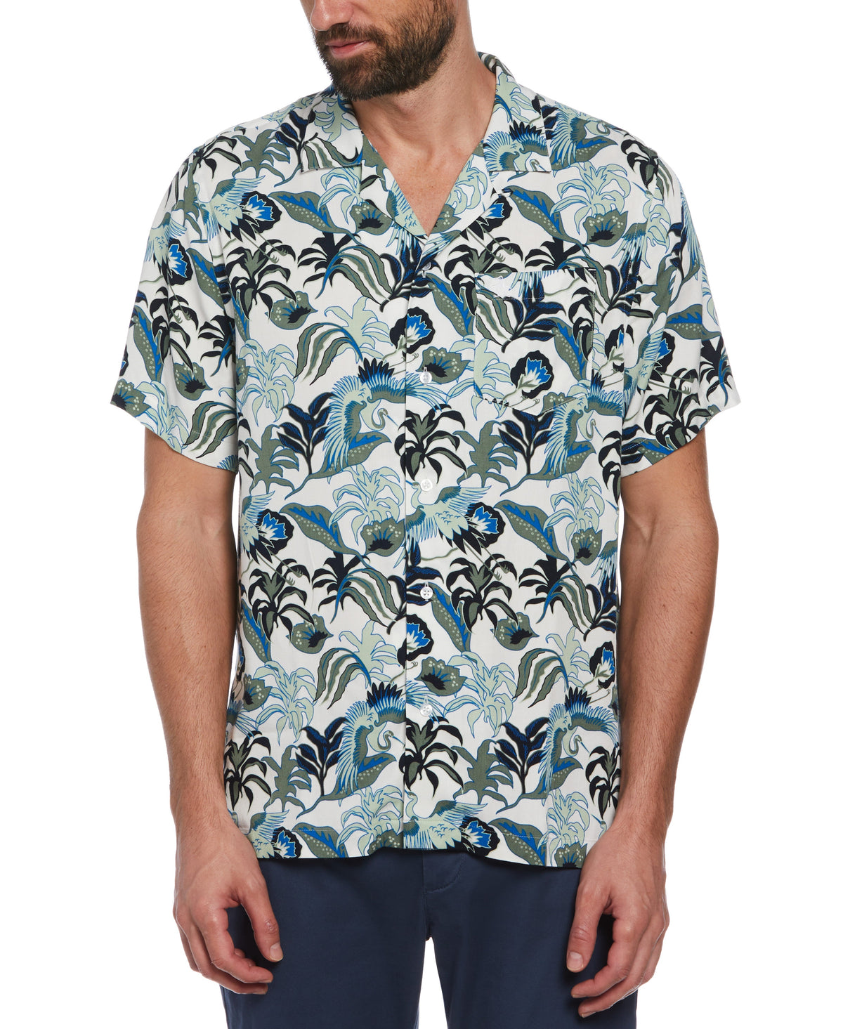 Floral Crane Print Shirt
