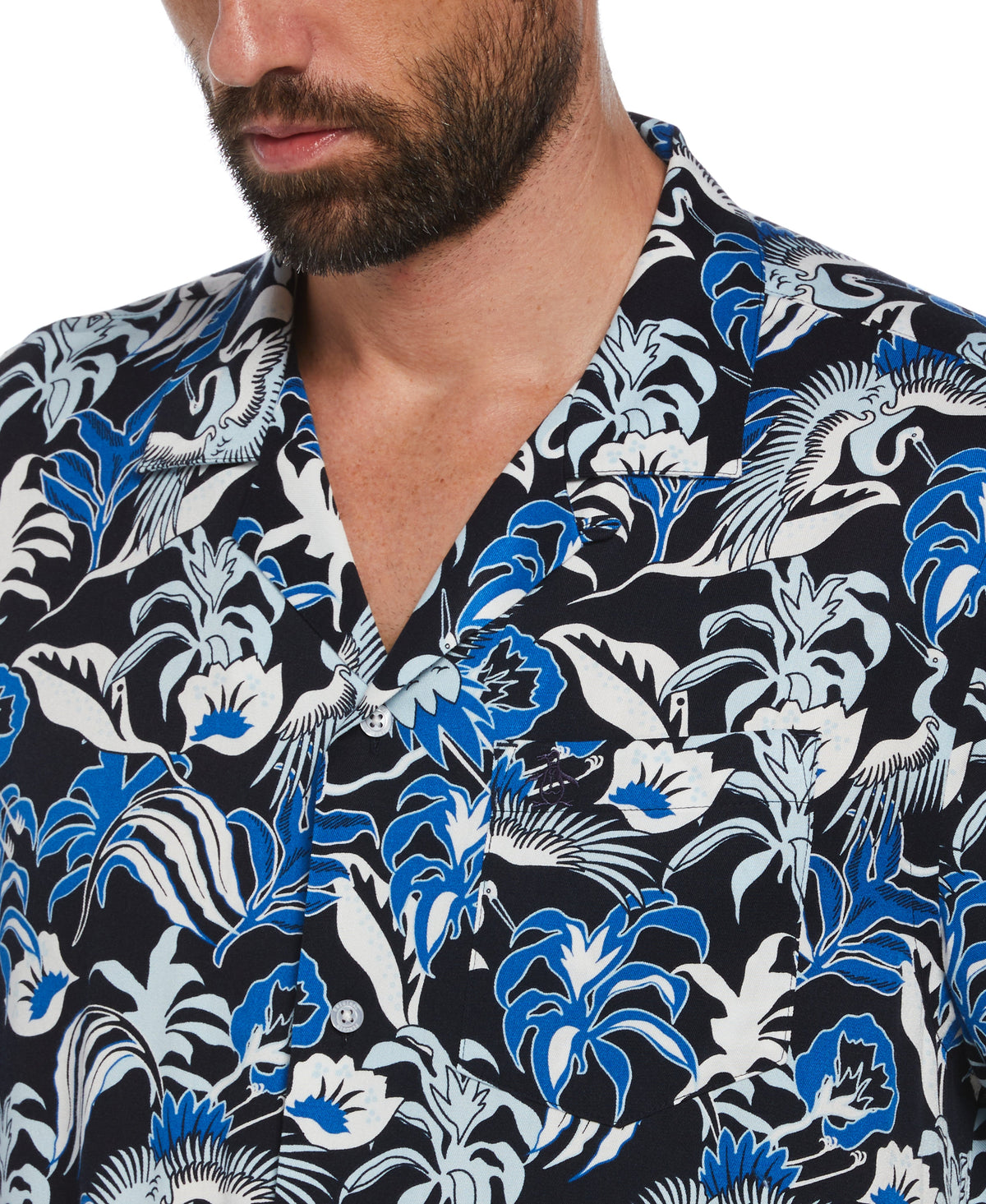 Floral Crane Print Shirt