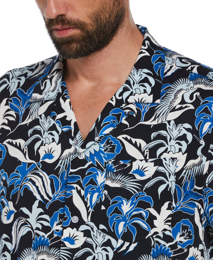 Floral Crane Print Shirt