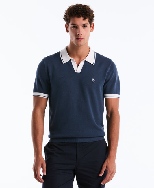 Honeycomb Johnny Collar Sweater Polo
