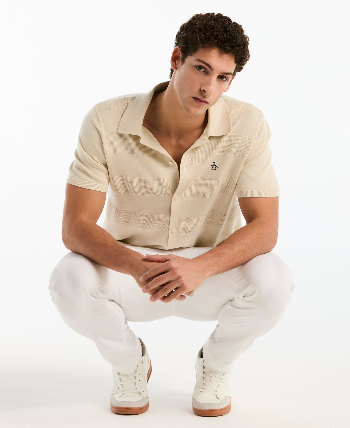 Honeycomb Striped Sweater Polo