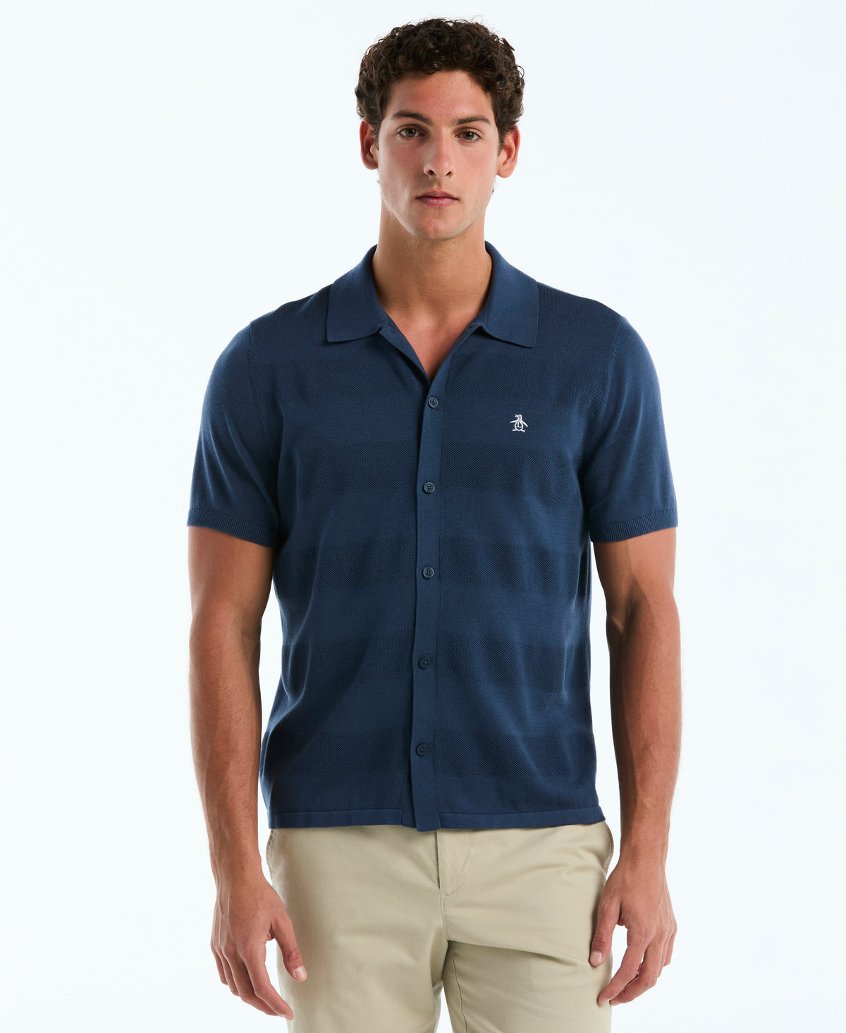 Honeycomb Striped Sweater Polo