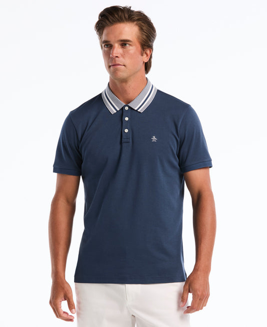 Interlock Striped Collar Polo