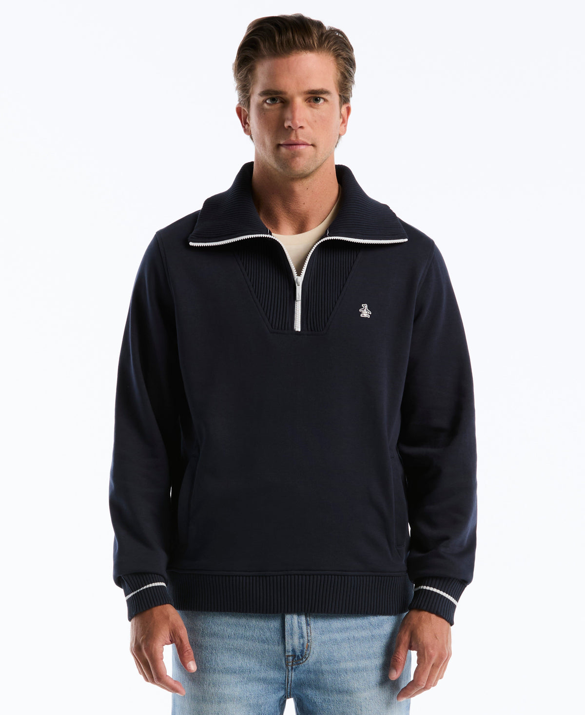 Quarter Zip Organic Fleece Tipped Pull-Over