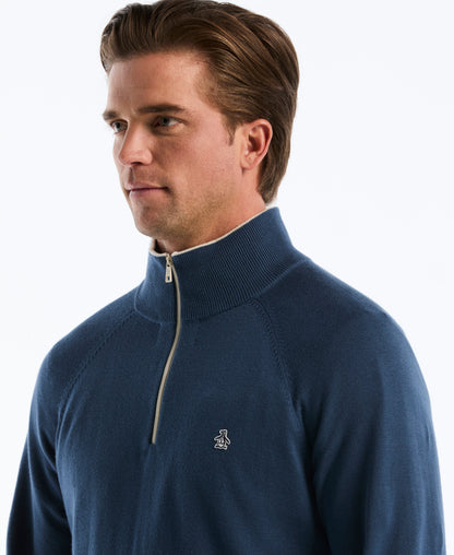 Quarter Zip Solid Textured Sweater