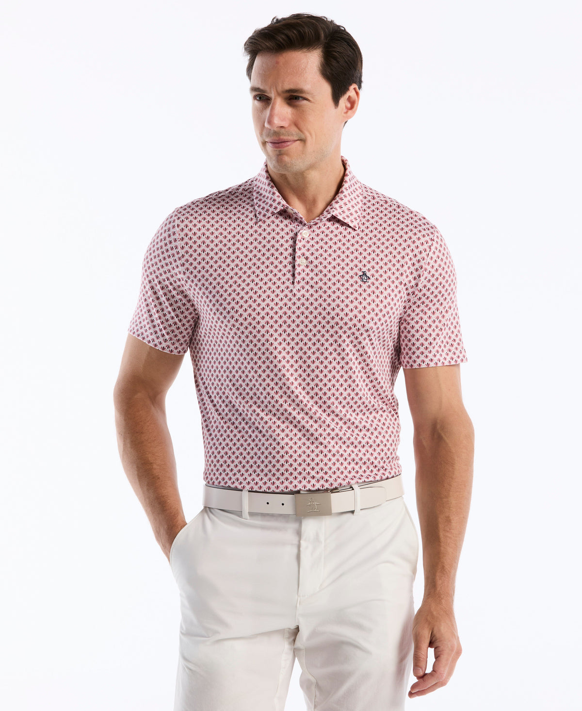 Retro Geometric Print Golf Polo