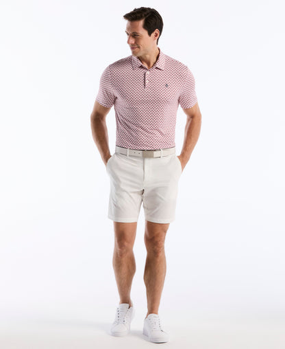 Retro Geometric Print Golf Polo