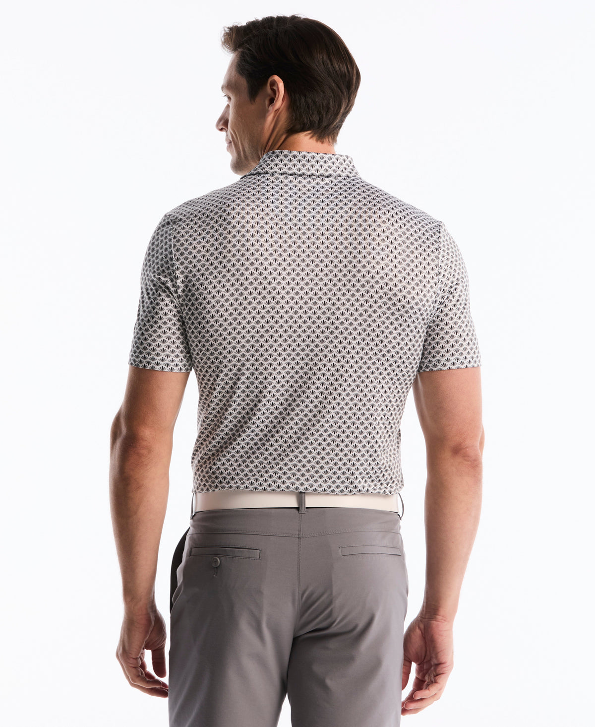 Retro Geometric Print Golf Polo