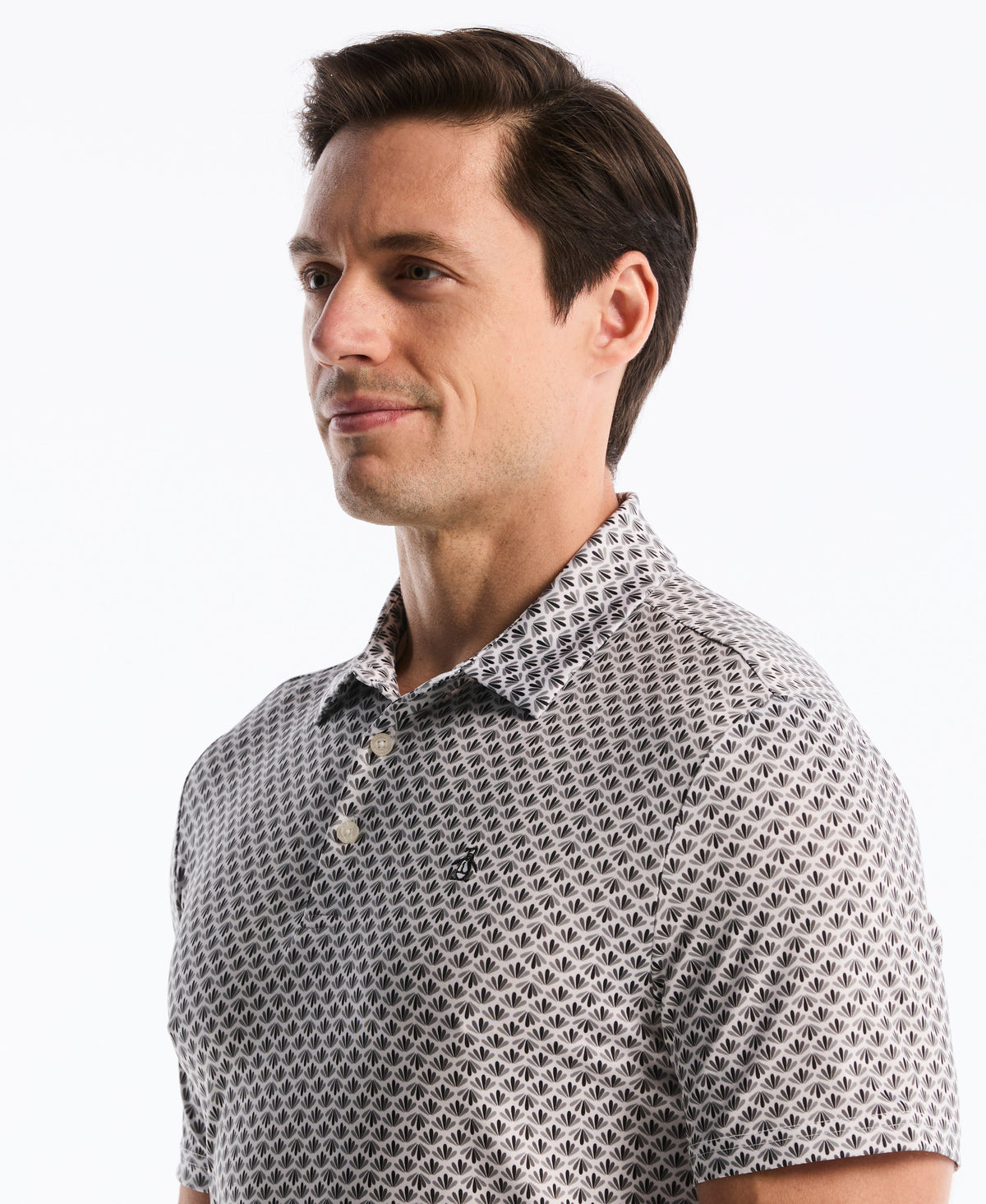 Retro Geometric Print Golf Polo