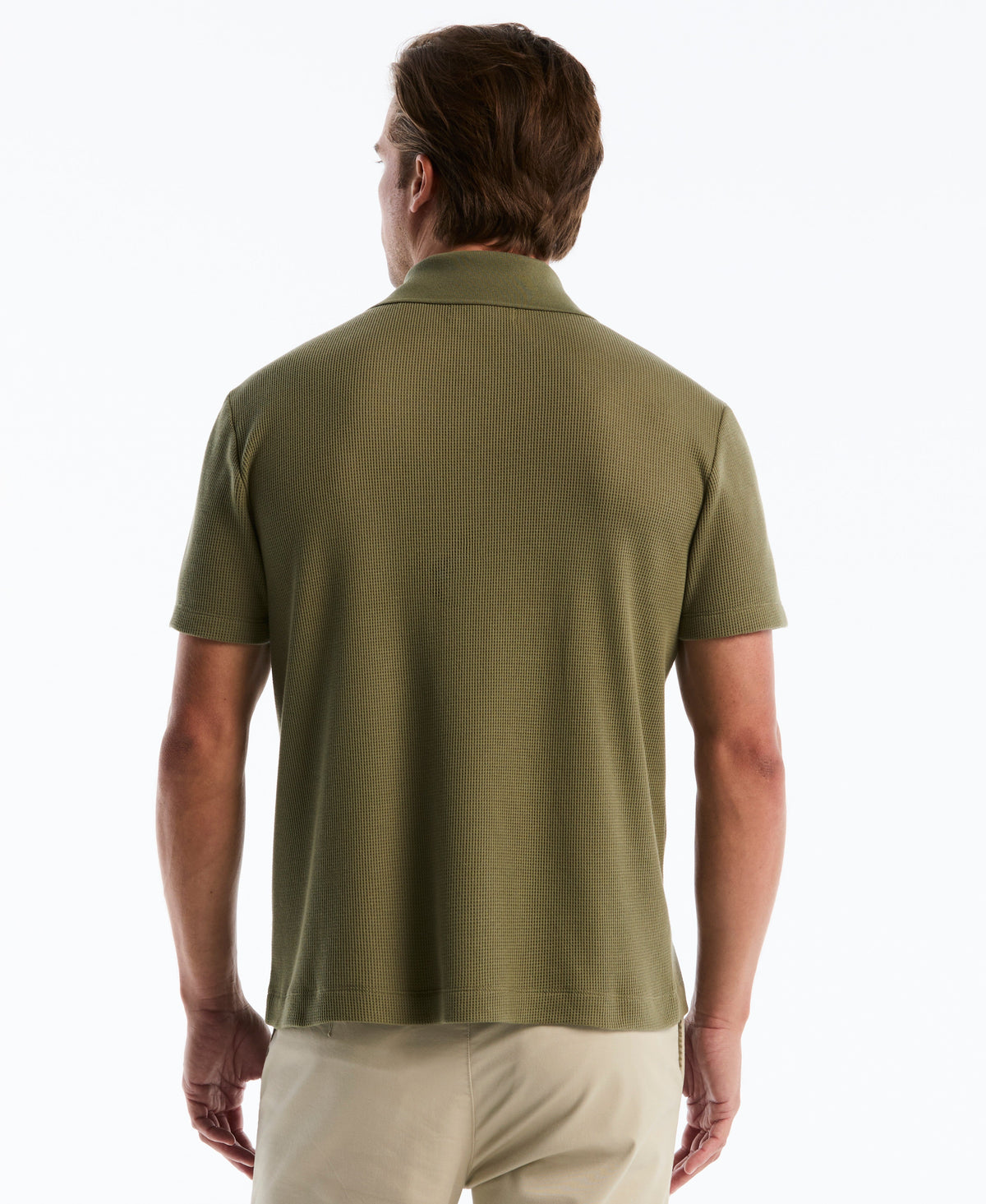 Waffle Button Front Knit Polo