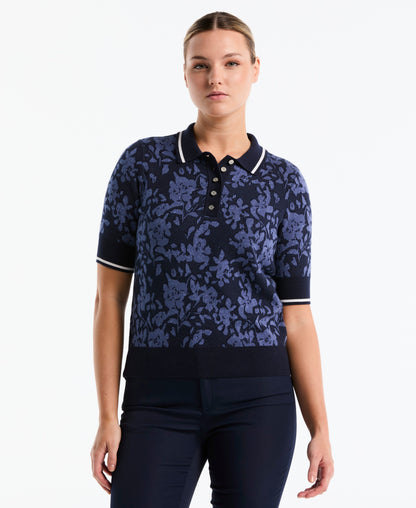 Women's Botanical Jacquard Golf Sweater Polo